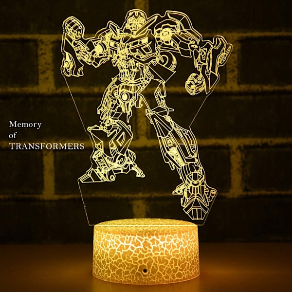 Transformers Bumblebee Robot Lysende Camaro Racerbil Nattlys Sidebordlampe som Gave til Barn eller Voksne, Dekorativt Lys til Barnerom/Stue