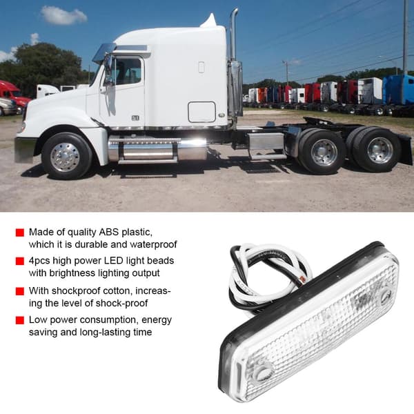 Universal 4 LED Super Lys Lastbil LED Sidemarkerlys Blinklys (Hvid)