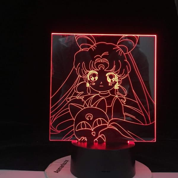 3D Optisk Illusionslampe 7 Farver Natlys Sailor Moon Le
