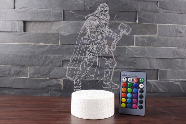 3D Illusjon Nattlys Superhelt Tre Mønster 16 Farger Ch