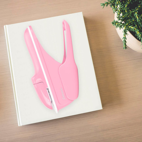 ABS-niittivapaa nitomakone Kirjan paperiniitti Ilmainen nitoja Sidontakäsikone (Pinkki)