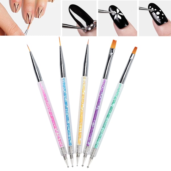 Professionelle neglekunst liner pensler DIY dobbeltsidet negle prik pen maling pensel sæt
