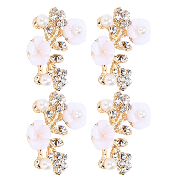 4 stk hule krystall blomstform spenne klær vesker sko spenne dekorasjon tilbehør 3,5x2,2 cm NR.2 perle blomst grenform spenne