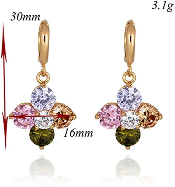 Blomsterfarvet Cubic Zirconia Vedhæng Ring Øreringe