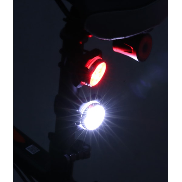 USB genopladelig cykel superlys forlygte og bag LED cykellys - sort kant (hvidt lys) (et sæt)