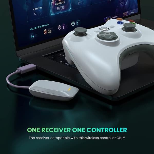 Trådløs controller til Xbox 360, 2,4 GHz forbedret vibration White