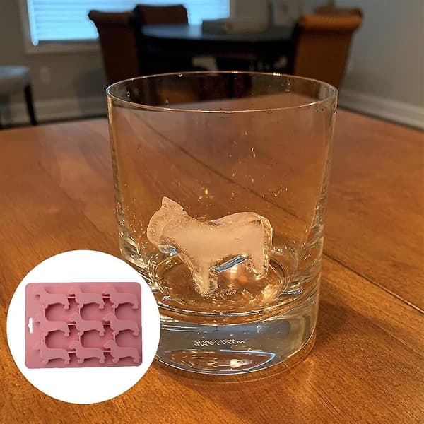 Isform og bakke med dyremotiver, pink