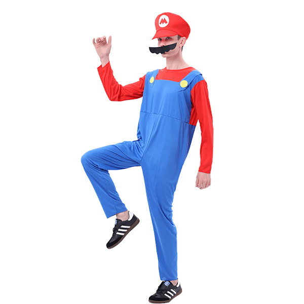 Voksen Super Mario og Luigi Maskerade Kostyme Rørleggerbrødre Halloween Kostyme Red Adult M