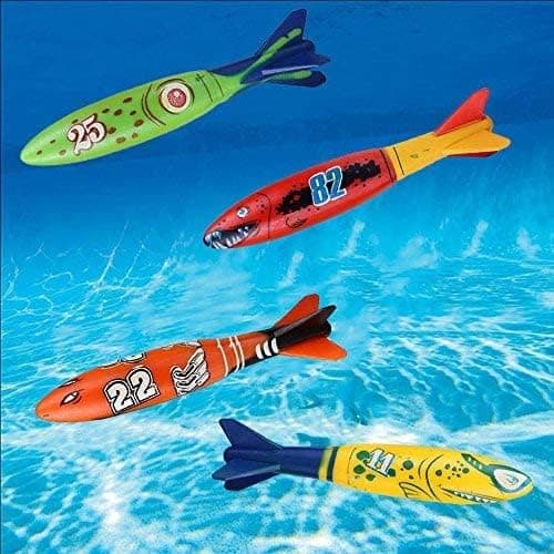 Pool Dive Leksaker för Barn - 4-pack Glidande Haj Simleksaker, Undervattensskoj Bad- och Poolspel, Färgglada
