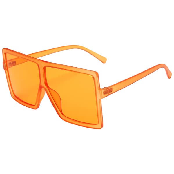 Mode Firkantede Oversized Solbriller til Kvinder Mænd, Retro 70'er Flat Top Stil Store Sorte Nuancer, Trendy Orange