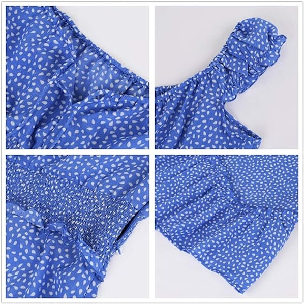 Dame Sommer Flæseærme Sweetheart Udskæring Print Kjole Mini Kjoler L