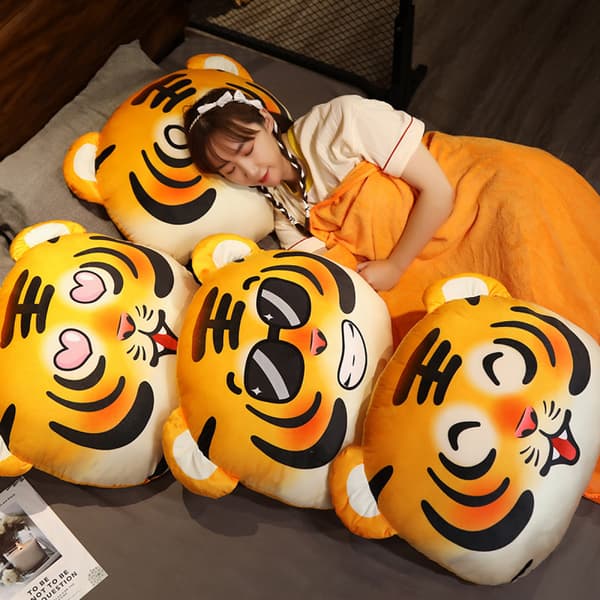 Fyllda Tiger Plysch Kudde Leksaker Småbarn Krama Kuddar Sof