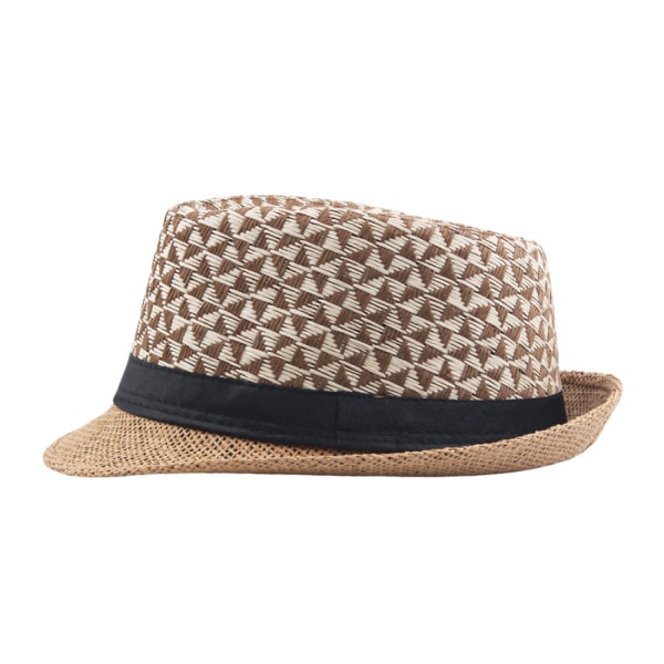 Sommarhatt i halm med kort brätte, Panama solhatt Trilby Bea Brown