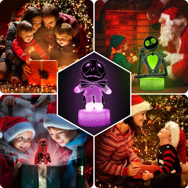 Halloween Town Gresskarkonge Jack Skellington 3D-illusjon Nattlampe