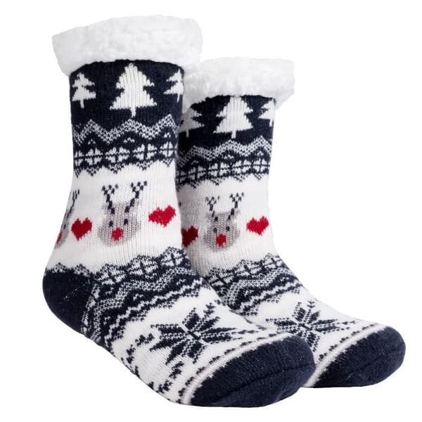Damtofflor i tjockt vintermateriale med grepp, halkfria, varma och fluffiga strumpor, julklappar Black