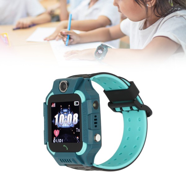 Børnetelefonur HD Touch-skærm GPS-positionering SOS Vandtæt børnekaldsur med skridttæller Cam Alarmur Blue