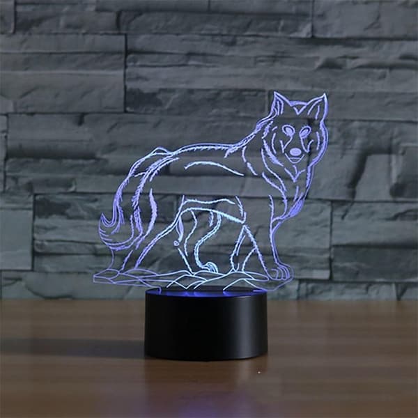 3D Optisk Illusion Ulve Farverig Lyseffekt Touch Sw