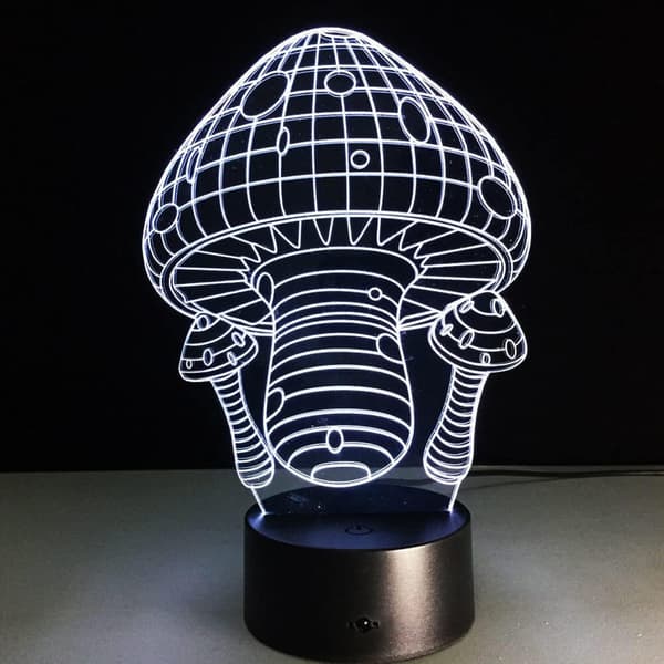 Sopp 3D Illusjon Nattlys Akryllys 3D Kunst Sopp