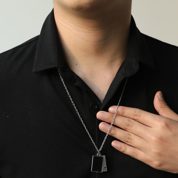 Halsband i rostfritt stål med punkrock-pokerkort Ace-hänge för män, pojkvän, svart