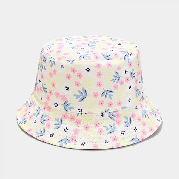 Unisex Bucket Hat Dubbelsidig Bärbar Fiskemössa Vändbar White