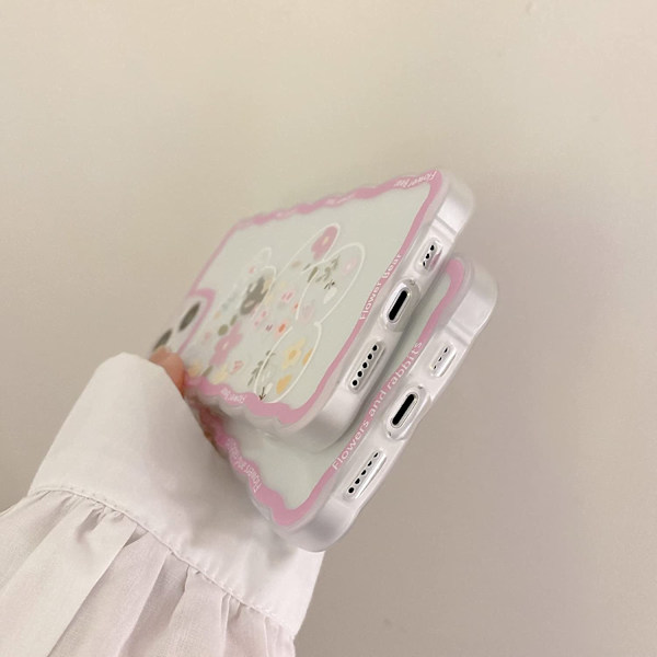 Kompatibel med iPhone 11 Skal Transparent Söt Blommig Kanin