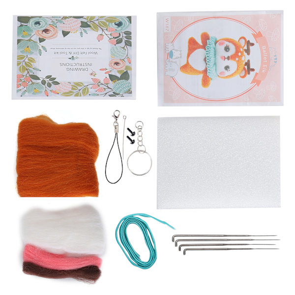Nålfiltningskit Ull Kemisk Fiber DIY Djur Handgjord Leksak Konst Hantverk för Nybörjare(187# Balett Hjort )
