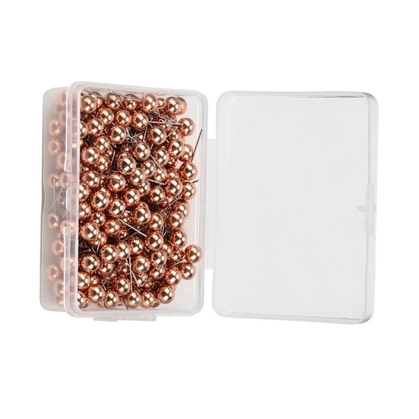 200 stk runde kuleplasttrykknåler Thumbtack Pins dekorativt DIY-verktøy (rosa gull)