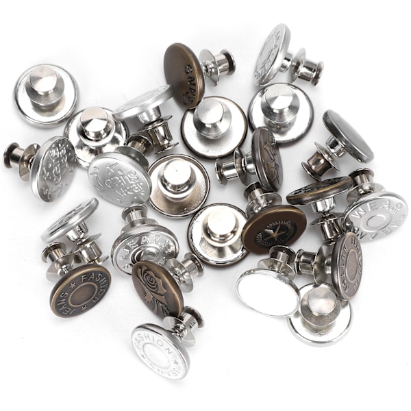 24 stk. Knappnåler Jeans Bukser Universal Spikerfri Midjeendring Avtakbar Justering DIY
