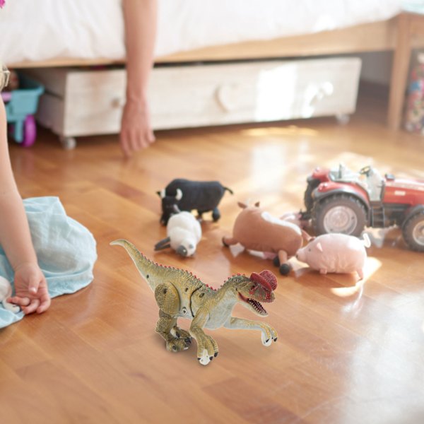Fjärrkontroll Dinosaurie Modell 2.4G Realistisk Gående Rytande Pedagogisk RC Dinosaurie Leksak för Barn Dilophosaurus