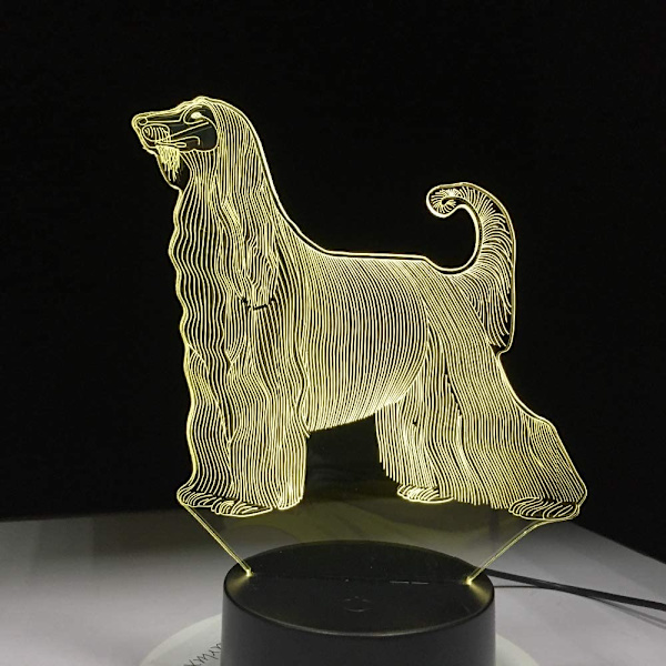 Afghan Hound Vackraste Hund 3D LED-lampa 7 Färger USB Tou