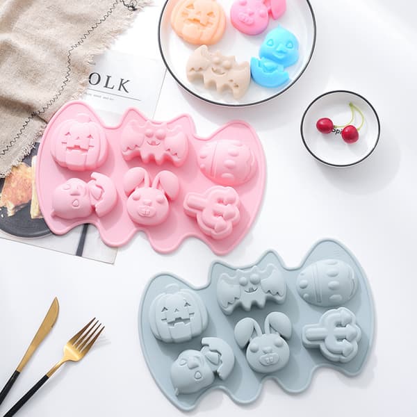 6-Huls Flagermusformet Halloween Græskar Silikoneform DIY Bagning