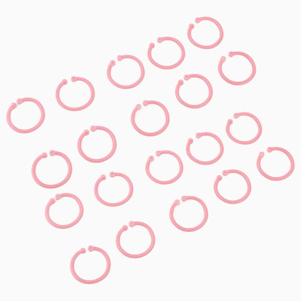 20 stk. bogbinderinge, fleksible løse blads spænder, 30 mm papir enkelt ring til kortfiler, pink