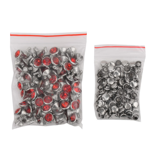 B Akryylitimantti 8mm Koristeellinen DIY-nappi Vaatetuslisävaruste 8mm Hopeanvärinen KristalliKirkkaanpunainen