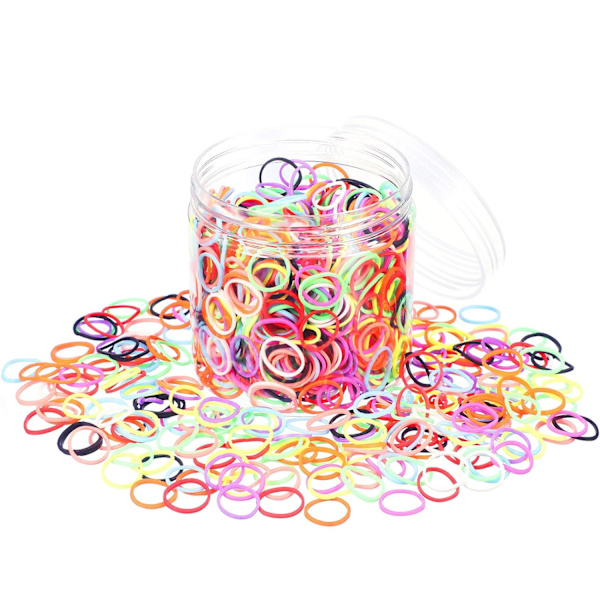 2000-pack med minirågummisnoddar, elastiska hårband, mjuka hårsnoddar med låda för barn, hårfrisering, bröllopsfrisyr (10 färger)
