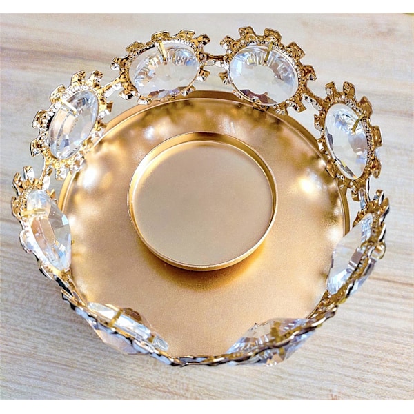 Guld Pillar Lysestage, Premium Guld Lysestageholder med Deluxe Krystal Design (Guld Krystal)