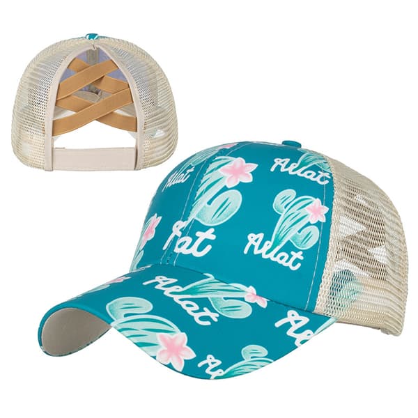 Cross Elastisk Mesh Hestehale Baseball Caps Unisex Justerbar B K