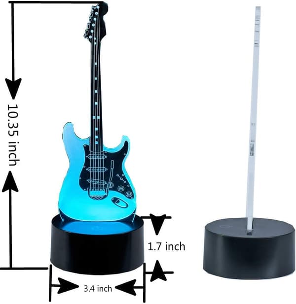 3D Nattlys Elektrisk Gitar Moderne 3D Illusjon LED 7 Farger