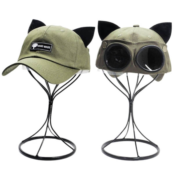 Damesolbriller Baseballcap Søt sammenleggbar retro lue med katteører, 56-58 cm green