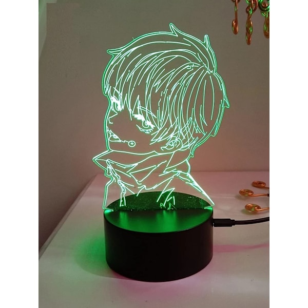 Jujutsu Kaisen Gojo 3D Illusion Natlampe Smart Touch, RGB Effekt USB Kabel Drevet Kreativ Japansk Anime 3D Lampe - Ideel Gave