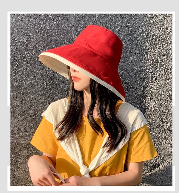 Dame Solhat Bomuld Bucket Hat Mode Sommer Strand Bred B C