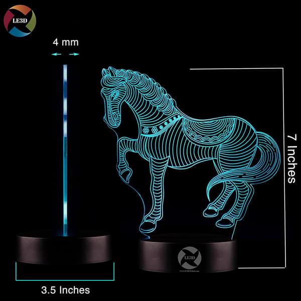 3D Optisk Illusions Natlampe - 7 LED Farveskiftende Lampe