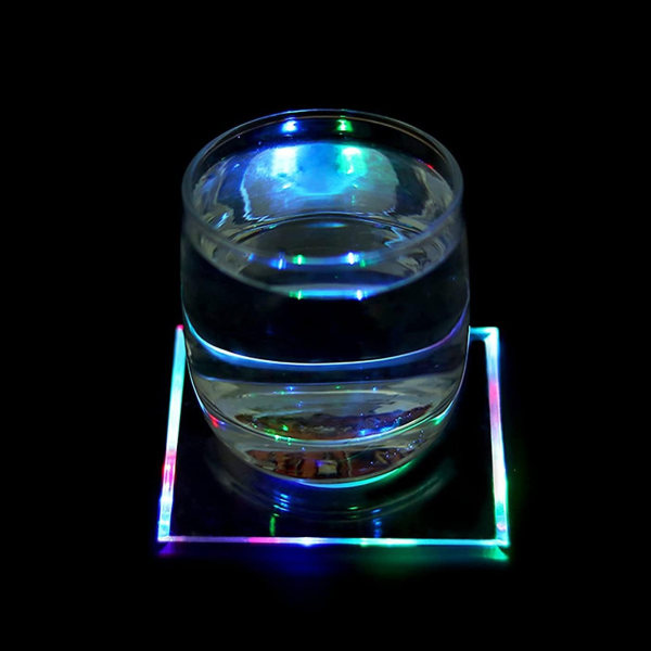 2kpl LED-valaistuskuppimatto, neliömäinen akryyli, säädettävä tila Cupin pohjalamppu baari KTV:lle square