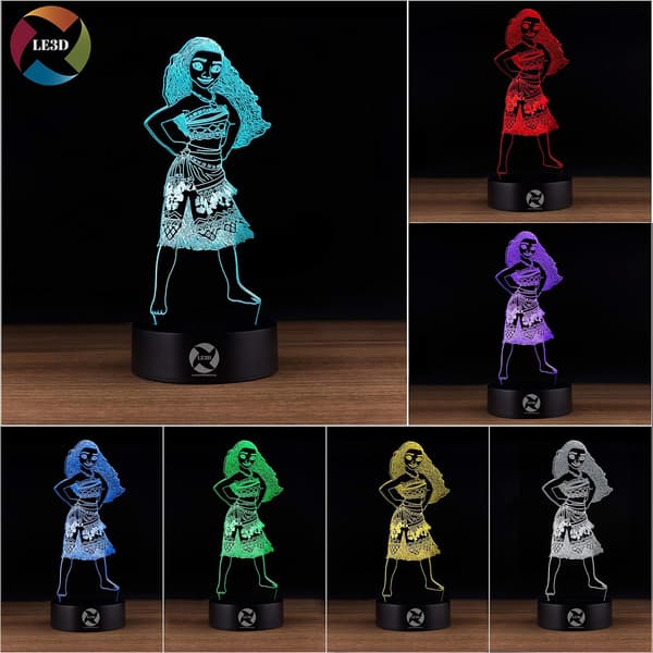 3D Optisk Illusions Natlampe - 7 LED Farveskiftende Lampe