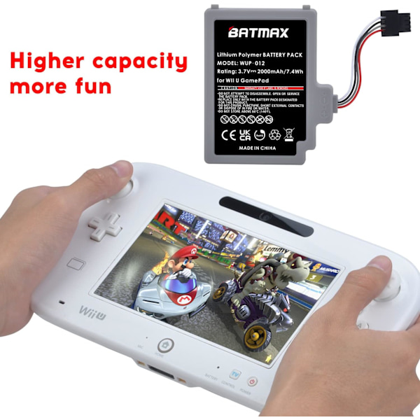 Høykapasitets 2000mAh WUP-010 erstatningsbatteri for Nintendo Wii U Gamepad WUP-012