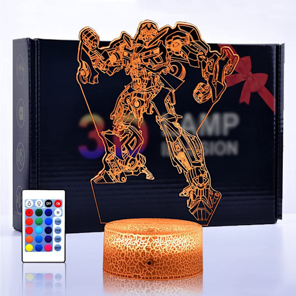 Transformers Bumblebee Robot Lysende Camaro Racerbil Nattlys Sidebordlampe som Gave til Barn eller Voksne, Dekorativt Lys til Barnerom/Stue