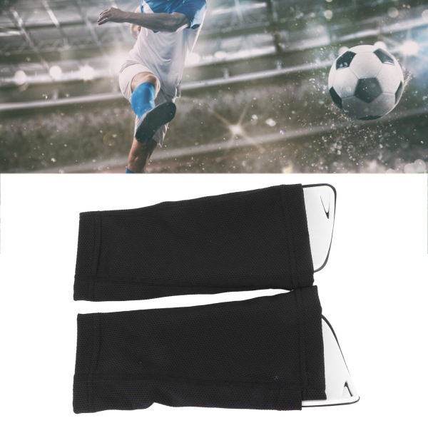 Fodbold skinnebensbeskyttere til voksne Nylon plastik skinnebensbeskyttere med ærmer Beskyttende fodboldudstyr til konkurrencetræning Sort