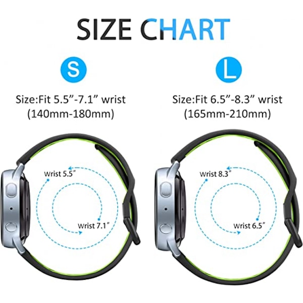 Armband för Samsung Galaxy Watch 4, Dam- och Herrarmband, Galaxy Watch 4 Classic Armband 40mm 42mm, 20mm Silikon Andningsbart Justerbart Sportarmband Ersättning