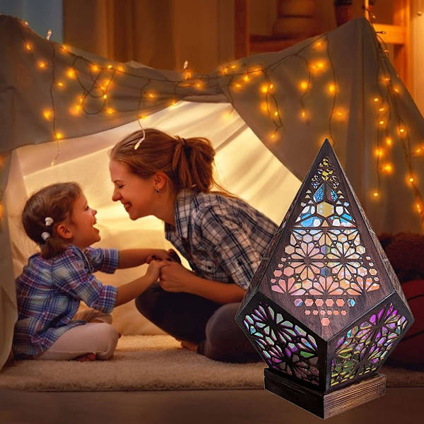 Bohemisk polstjärna golvlampa med USB-laddning, LED-färg