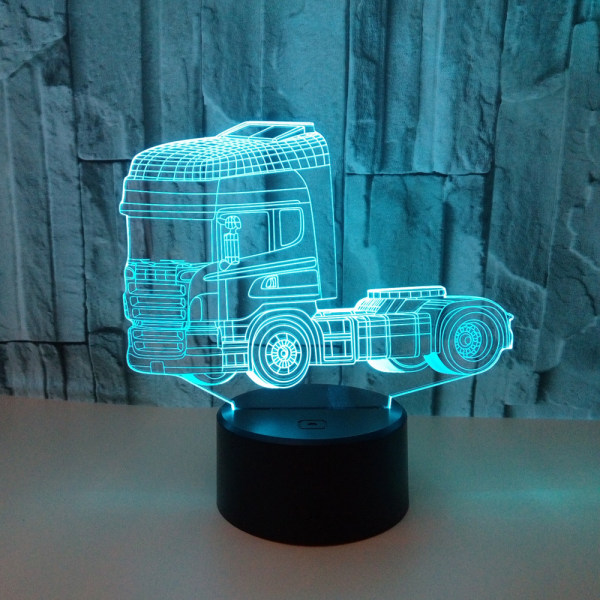 Lastbil 3D nattlampa för barn, 16 färger som ändras med fjärrkontrollen