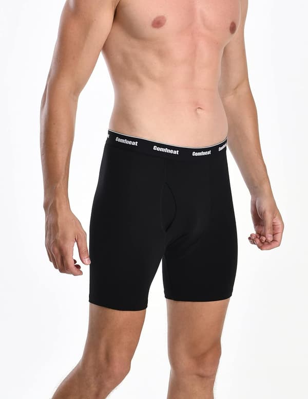 Herre 6-pakning Boxer Briefs Bløde Åndbare Undertøj S-XXL Open Fly All Black M